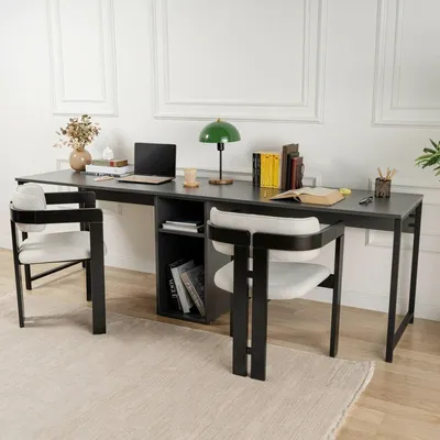 Produktbild von Schreibtisch Caprioli 240x60x74 cm Schwarz, ein Regal, Fach