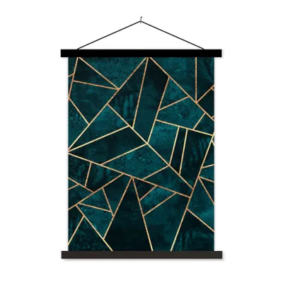 Produktbild von MuchoWow® Textilposter Steine - Gold - Luxus - Muster - Abstrakt 40x53 cm mit schwarzem Rahmen - Abbildung