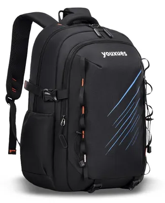 Image de Sac à dos pour adolescents, garçons, avec compartiment pour ordinateur portable de 15,6 pouces, imperméable, léger, noir