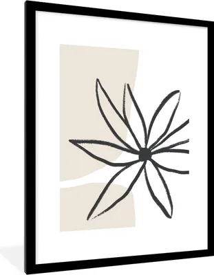 Produktbild von MuchoWow® Gerahmtes Poster Blumen - Minimalismus - Pastell 60x80 cm - Poster mit Schwarzem Bilderrahmen Wandposter Rahmen Foto Bilder - Wohnzimmer - Dekorationen - Prämie