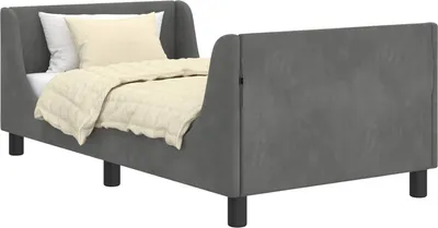 Produktbild von vidaXL Kinderbettgestell mit Kopfteil Dunkelgrau 80 x 160 cm Samt