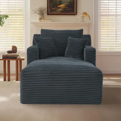 Produktbild von Modernes Chaiselongue Sofa aus Cord – bequemes Schlafsofa und Relaxsessel ohne Montage, Vielseitiger Liegesessel für Wohnzimmer, Büro und Apartment