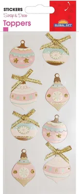 Produktbild von Reliefsticker - Pastellfarbene Weihnachtskugeln mit Glitter