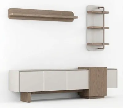 Image de Meuble TV moderne en bois pour salon, ensemble de meubles, espace de rangement, design luxueux