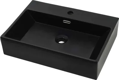 Zdjęcie produktu dla Umywalka Ceramiczna Z Otworem Na Kran, 76X42,5X14,5 Cm, Czarna Lumarko!