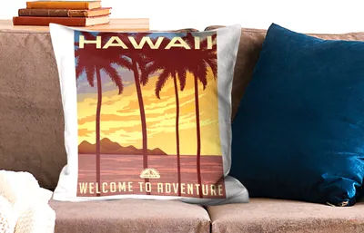 Produktbild von MuchoWow® Zierkissen Sofakissen Wohnzimmer Dekokissen 60x60 cm Hawaii - Jahrgang - Palme - Sitzfläche - Foto Polster