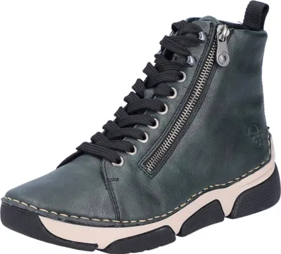 Produktbild von Rieker Damen Schnürboots Ziernaht Stiefelette Reißverschluss 45920, Größe:39 EU, Farbe:Grün