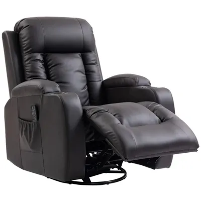 Produktbild von Massagesessel mit Wipp-, Liege- & Wärmefunktion, 3 Modi, drehbar, Schwarz