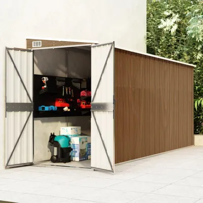 Immagine prodotto di Capannone attaccato Marrone 118x382x178 cm Acciaio zincato