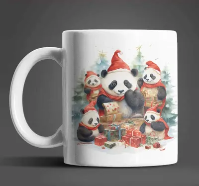Produktbild von Weihnachten Panda Kaffeetasse Teetasse Tasse Geschenkidee 330 ml – Bunt / Panda-01