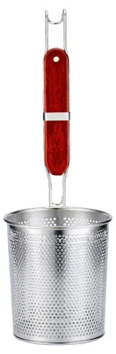 Obrázek produktu pro Síto o průměru 12 cm – nerezová ocel – jemné oky – dřevěná rukojeť – odolné proti korozi – kuchyňský pomocník – kuchyňské síto