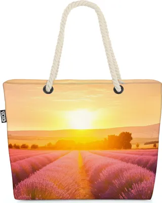 Produktbild von VOID Lavendelfeld Landschaft Sonne Strandtasche Shopper 58x38x16cm 23L XXL Einkaufstasche Tasche Reisetasche Beach Bag