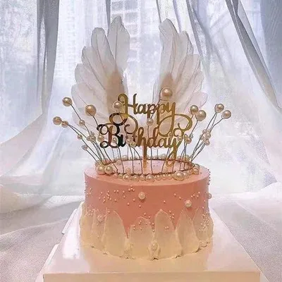 Immagine prodotto di Decorazione per torta argentata, ideale per compleanni, matrimoni e feste per neonati, con perline