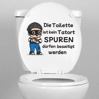 Produktbild von GKA WC-Deckel Aufkleber Toilettendeckel Tattoo selbstklebend Toilette Sitz Spruch - Die Toilette ist kein Tatort