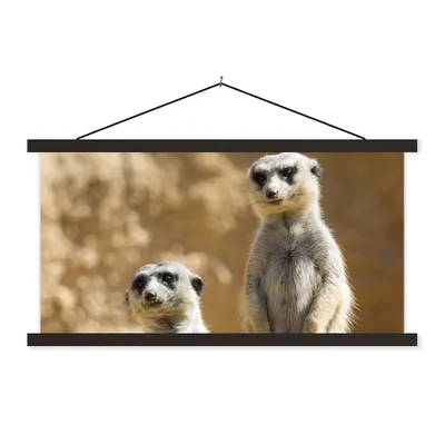 Produktbild von MuchoWow® Textilposter Felsen - Erdmännchen - Tiere 60x30 cm mit schwarzem Rahmen - Textilien