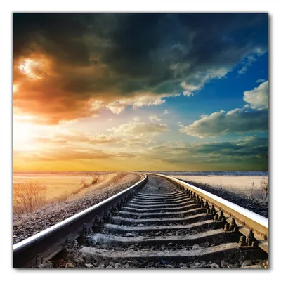 Produktbild von Wallario selbstklebende Möbelfolie/ Tischdecke für Innen und Außen, Größe: 50 x 50 cm - Bahnschienen ins Ungewisse