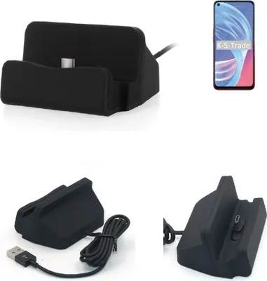 Produktbild von K-S-Trade Docking-Station kompatibel mit Oppo A73 5G Ladestation Dock Ladegerät Docking Station Tischständer Ständer inkl. USB Typ C Kabel schwarz