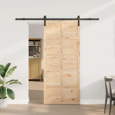Produktbild von Schiebetür Natur 100 x 208 cm Massives Kiefernholz - Haustüren DE693