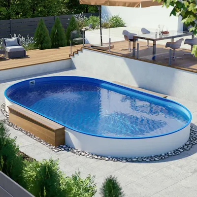 Produktbild von Ovalpool Stahlwandbecken 3,60 x 6,23 x 1,20 m, Folie blau 0,80 mm