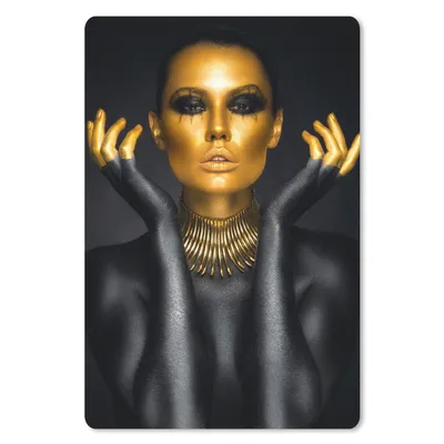 Produktbild von MuchoWow® Mauspad Mousepad Frau - Porträt - Gold - Luxus - Schwarz 40x60 cm - Mousepads - Maus Mat - Pad - Mausunterlage - Schreibtisch Accesoire