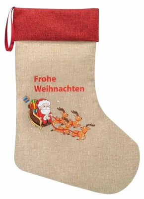 Produktbild von Weihnachtsstrumpf Weihnachtsmann 31x46cm Jute