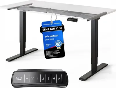 Produktbild von DESKSPACE PRO Plus Höhenverstellbarer Schreibtisch Gestell - Dual-Motor Tischgestell, Elektrisches Tischgestell mit Memory Funktion (Schwarzes)