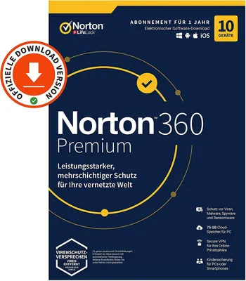 Produktbild von Norton 360 Premium | 10 Geräte | 1 Jahr Schutz | kein Abo | Download-Version