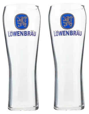 Biergläser, 2er-Set, 500 ml, Löwenbräu-Design, Glas