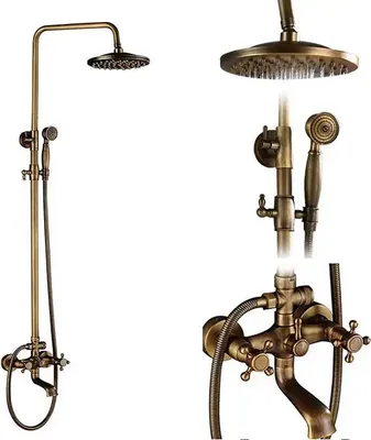 Obrázek produktu pro Sada sprchových baterií, starožitná mosaz, dvojité knoflíky, starožitná mosaz B01