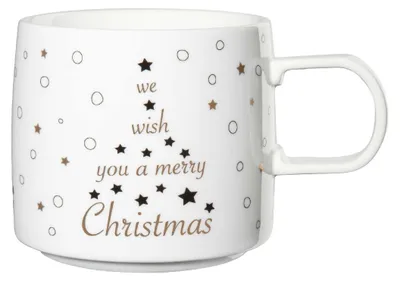 Produktbild von ASA Xmas Henkelbecher Merry XMAS weiss/gold 0,35 l