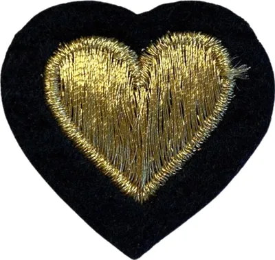 Produktbild von Herz-Emblem-Aufnäher zum Aufbügeln in Gold