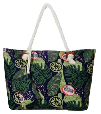 Produktbild von Große Strandtasche Shopper mit Reißverschluss - Tropenfrüchte
