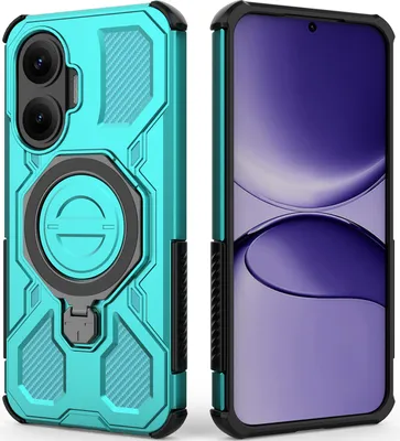 Image de Housse de téléphone durable pour Xiaomi Poco F7/Redmi Turbo 4 Pro, étui robuste avec anneau de support, support magnétique et support vert menthe