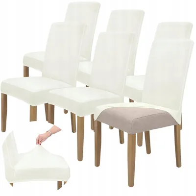 Produktbild von Stuhlhusse 6er Pack - Creme - Universal - Stretch - Bezug für Stühle - Elasthan