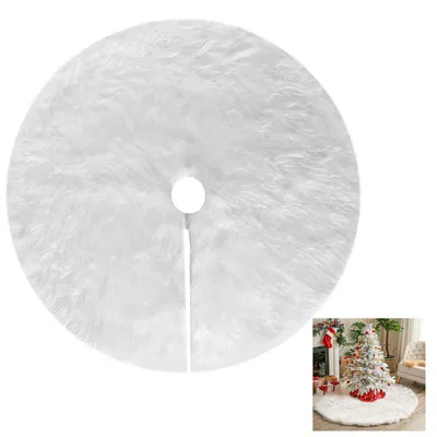 Weihnachtsbaumdecke, rund, Plüsch, Ø 90 cm, weiß