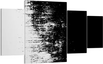 Produktbild von Bild auf Leinwand - Leinwandbild - 4 Teile - Abstraktion dunkel schwarz und weiß - 160x90cm Wand Bild Wanddeko Wandbilder Leinwanddruck Bilder Wanddekoration Leinwand bilder DL160x90-4601