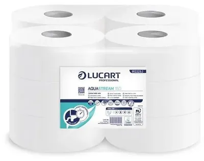 Obrázok produktu pre Toaletný papier, 2-vrstvový, maxi, 150 m, 19 cm priemer, LUCART "Aquastream 150", biela