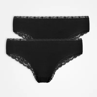 Produktbild von SNOCKS Brazilian Slip Lace Women, 2pcs Black Black S