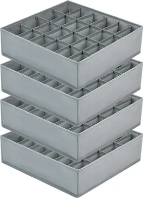 Produktbild von Socken und Unterwäsche Aufbewahrungsboxen 24 Zellen Faltbare Boxen Grau