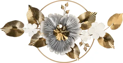 Produktbild von BELIANI Wanddekoration Gold u. Silber Eisen Blumen Einteilig Handgemacht Modern Wandobjekt Wanddeko für Schlafzimmer Wohnzimmer Flur Küche Esszimmer