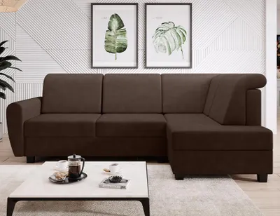 Produktbild von Easy4You Ecksofa MILO L-Form Braun – 235x90x157 cm - Schlafsofa mit Bettkasten und Schlaffunktion - Eckcouch mit Stauraum – Rechts – Stoff Soro 28