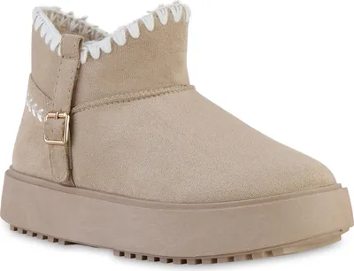 Produktbild von VAN HILL Damen Warm Gefütterte Winter Boots Stiefeletten Bequeme Schuhe 841456, Farbe: Khaki, Größe: 39