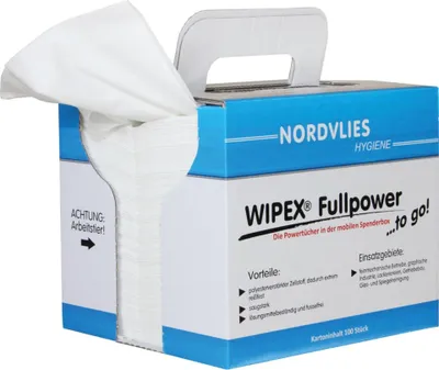 Produktbild von WIPEX NORDVLIES FULLPOWER Wischtücher TO-GO weiß 8x100 Tü., 32x38cm Z-gefaltet