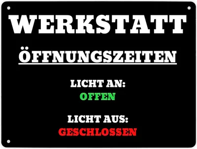 Produktbild von Werkstatt Öffnungszeiten Metallschild XL in 21x28 cm