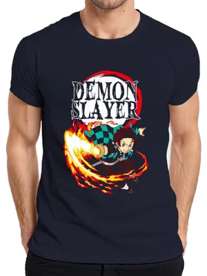 Immagine prodotto di Maglietta da uomo Demon Slayer Tanjiro Kamado Hinokami Kagura Anime Gift, Navy, L