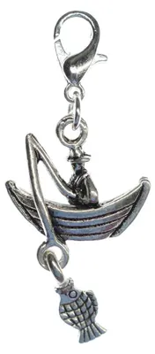Produktbild von Boot mit Angler und Fisch Charm Fischerboot Anhänger Schiff Angeln Angelboot