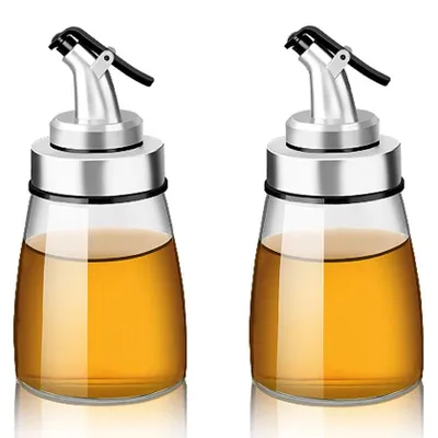 Ölflaschen 160 ml 2er-Pack mit Ausgießer, Borosilikatglas