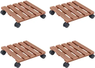 Obrázek produktu pro Vozíky na rostliny 4 ks hnědé 30 x 30 x 7,5 cm WPC