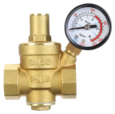 Messing Druckregler DN20 3/4" mit Manometer, einstellbar