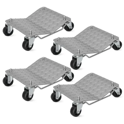 Produktbild von Faziango Rangierhilfe 4 Stück mit mit Stahlrollen, Gesamtbelastbarkeit 500kg, Rad Rangierroller Rangierheber Wagenheber für PKW Auto